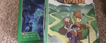 Two children's adventure books titled "Discover Atlantis" and "Finding the Dragon," featuring colorful illustrations and characters. The books are part of the "My First Adventure" series, encouraging interactive storytelling for young readers.