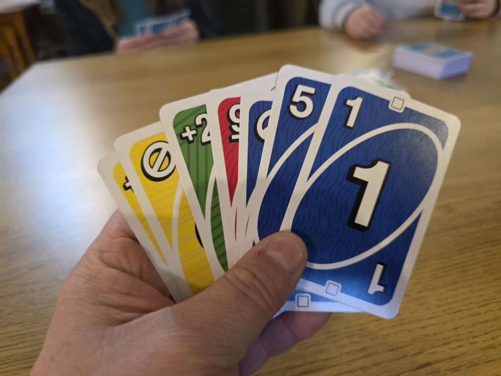 hand of uno cards