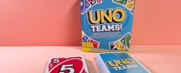 uno teams with cards laid out on a punk background