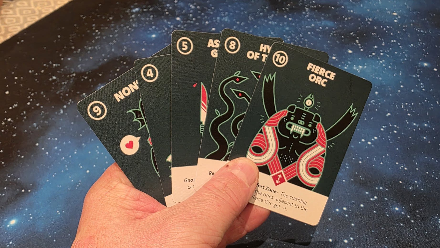 May be an image of text that says "5 5 AS G 8 Hy OFT 10 4 NON FIERCE FIERCE ORC U ١ل 0 Re Gnor Gnor car prt the he ierce Orc rget-1 ones Zone- The clashing djacentto ل o the -1."